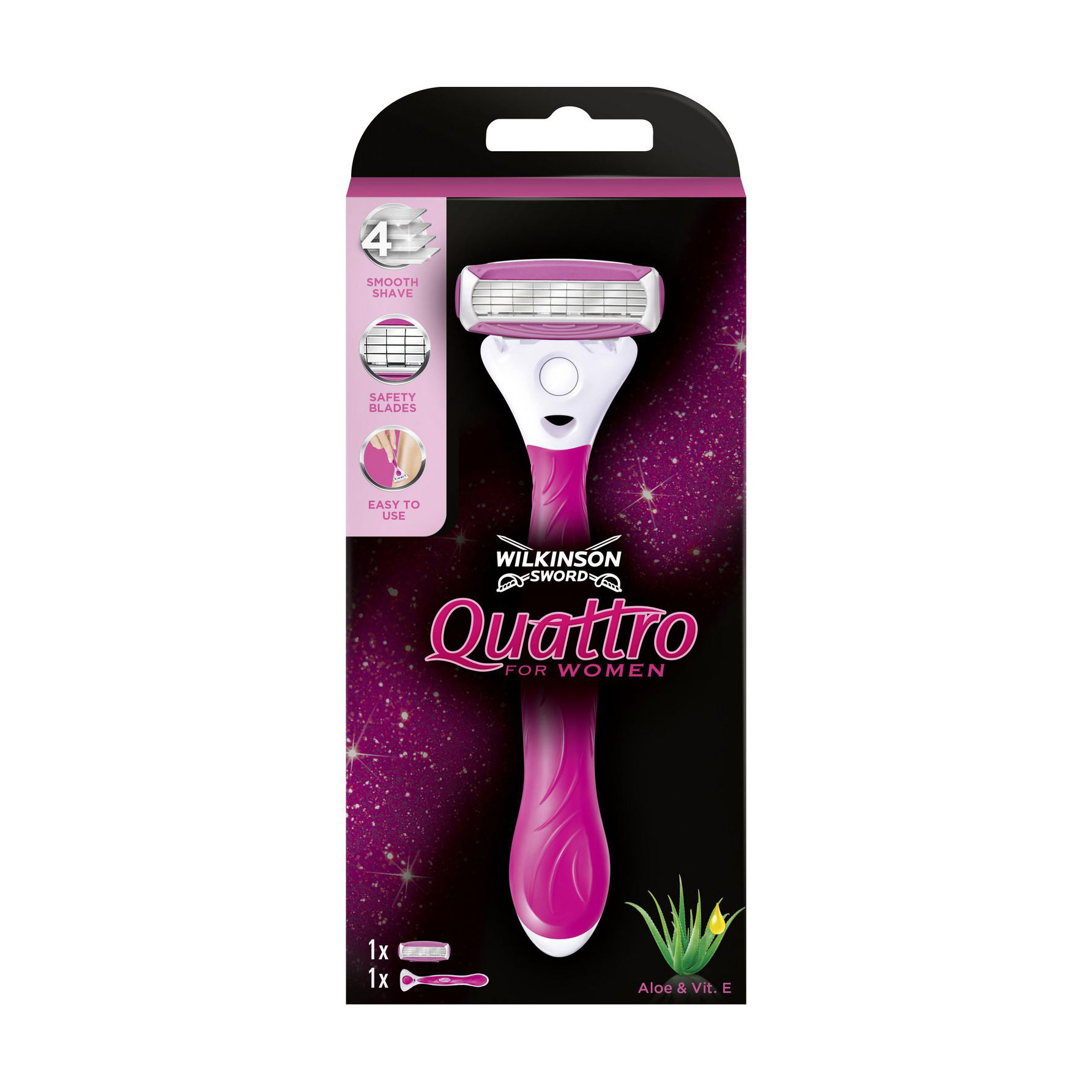 Одноразовий станок для гоління Wilkinson Sword Quattro For Woman Gift Box жіночі, 1 шт